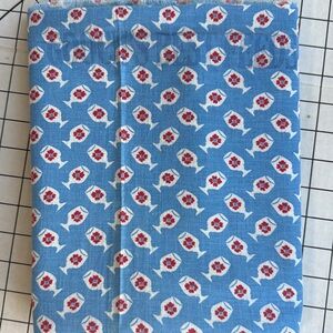 Vintage 1930s–40s Feedsack Fabric – Blue Pitcher & Red Flower Print – 41” x 36”